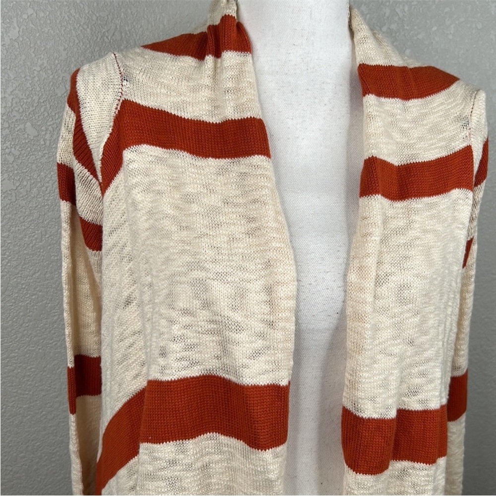 Forever 21 Orange and Cream Striped Cardigan - Picture 2 of 8
